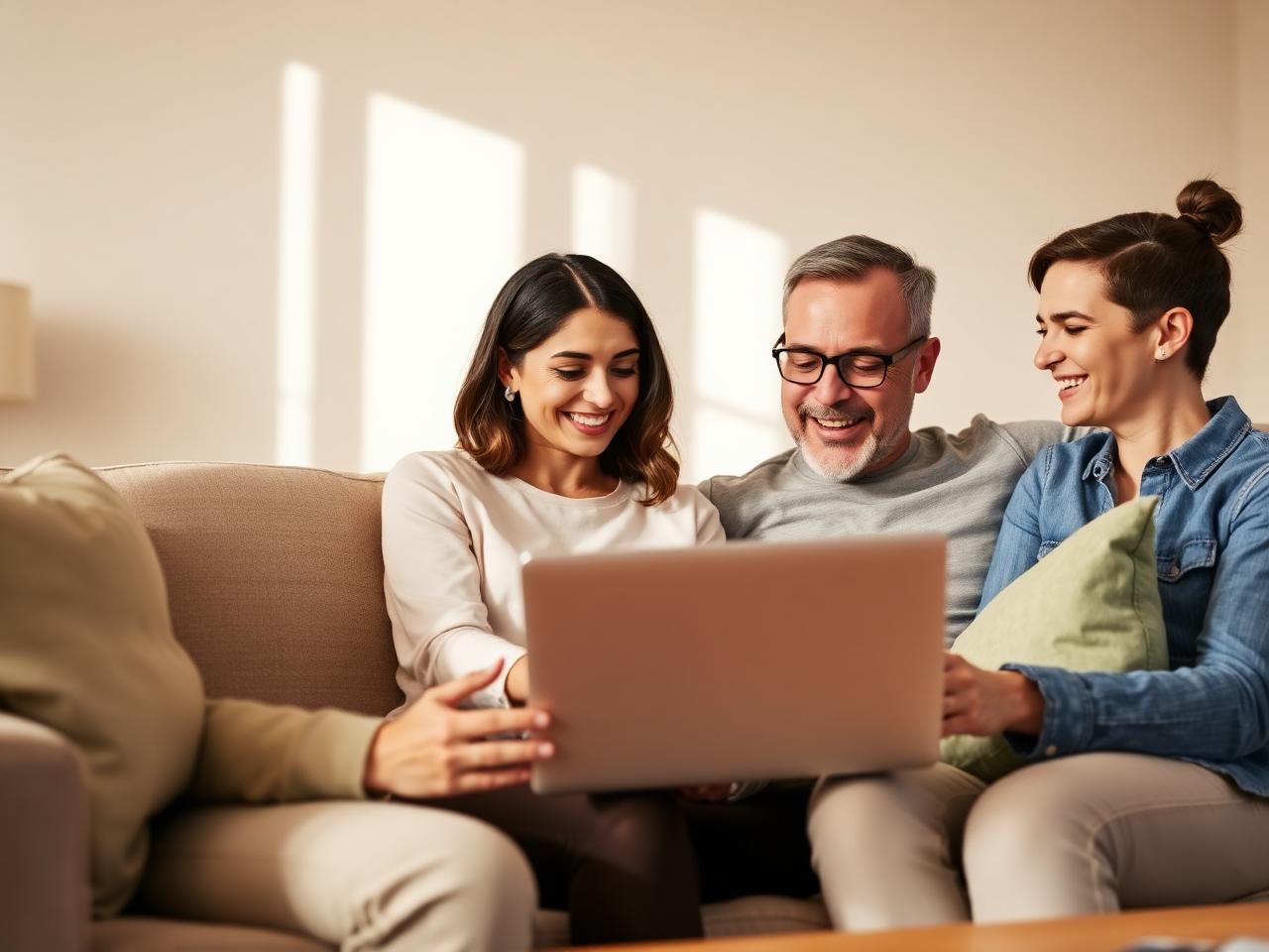 A relieved family reviewing their tax refund status